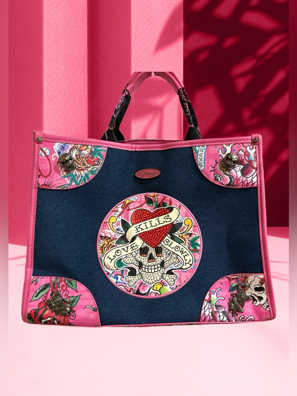 SUPER COOL Ed Hardy Tattoo-Print Large 2Way Purse ⭐️NWT⭐️